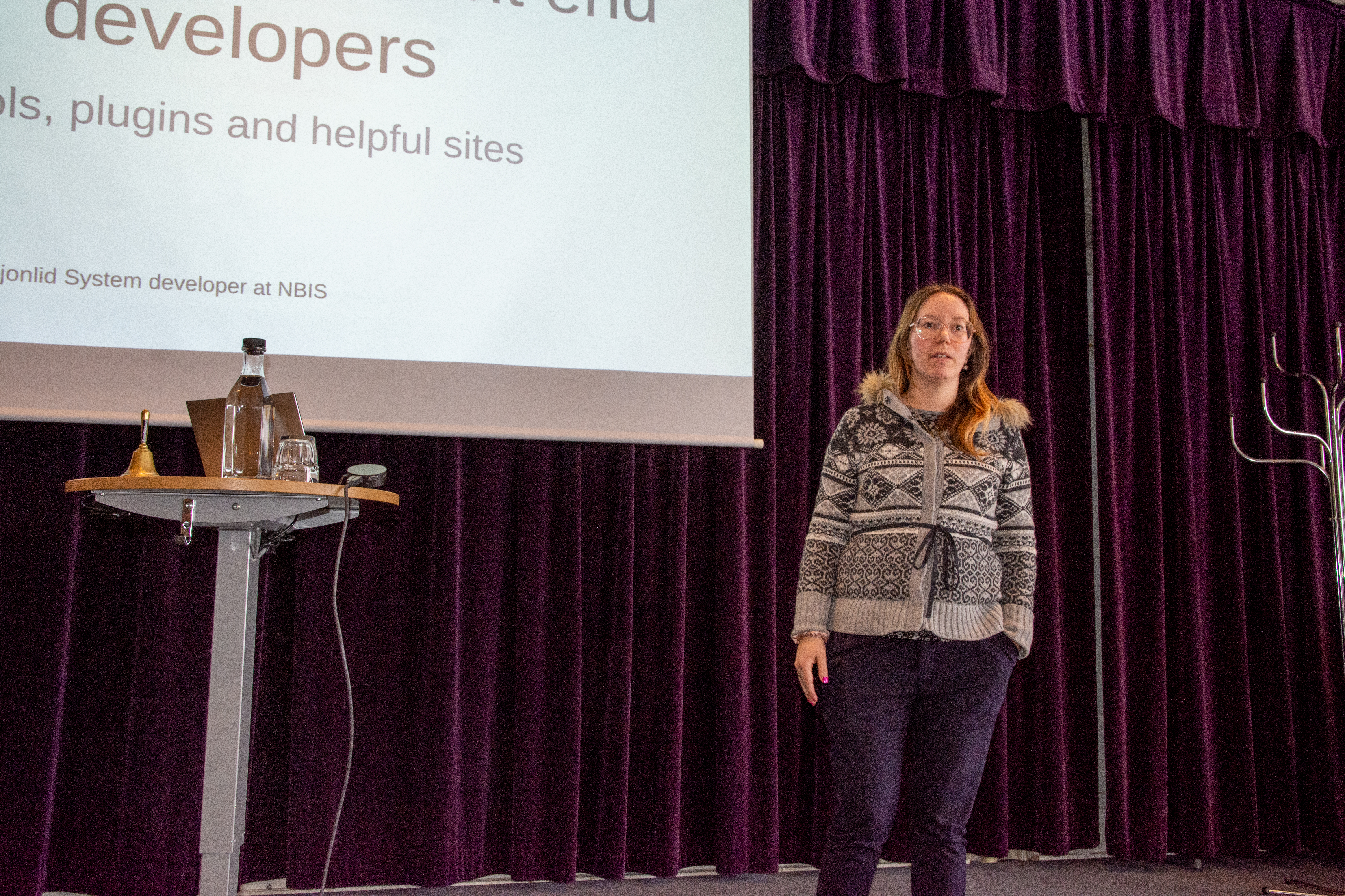 Kattis Lejonlid giving a lecture 